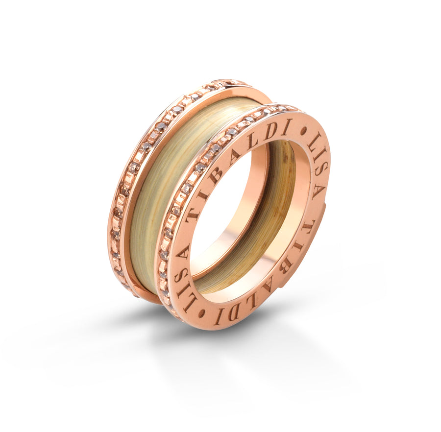 Lisa Tibaldi Terra Mia Bijoux collection serie circle/shine anello a foglia larga personalizzazione con incisione fino a max 3 lettere