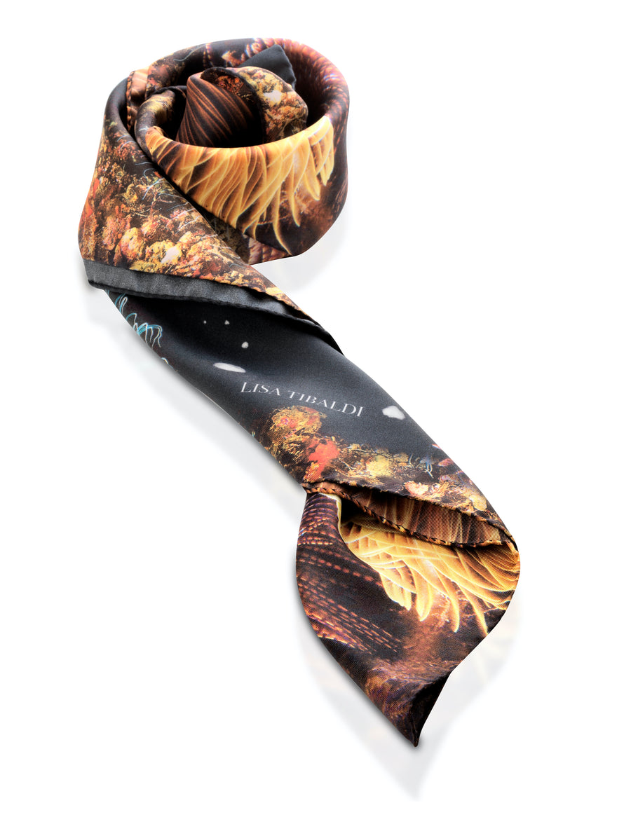 Lisa Tibaldi Terra Mia Foulard collection silk scarf serie vita marina del golfo di Gaeta dis.Sea04 colore unico made in Italy
